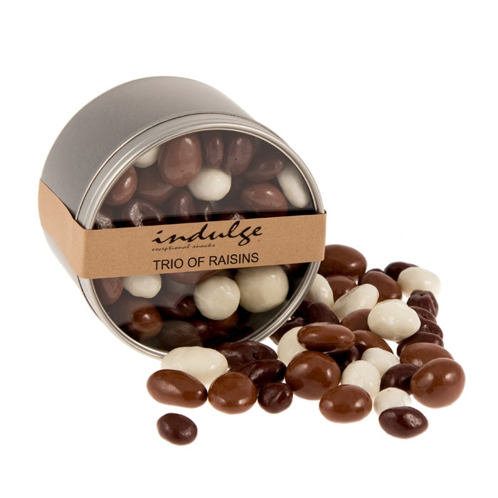 Trio of Chocolate and Yogurt Covered Raisins – Indulge Snacks